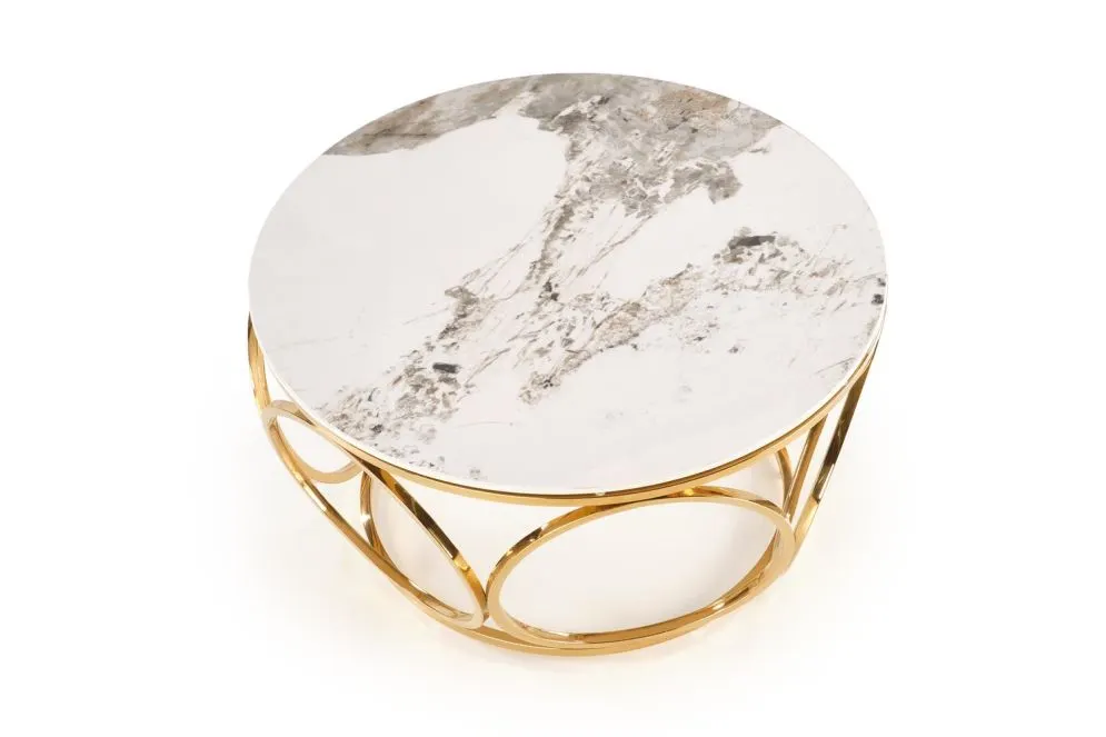 Ława VENUS 2 biały marmur/złota z blatem ze spieku I sklep meblowy MIRAT. styl GLAMOUR