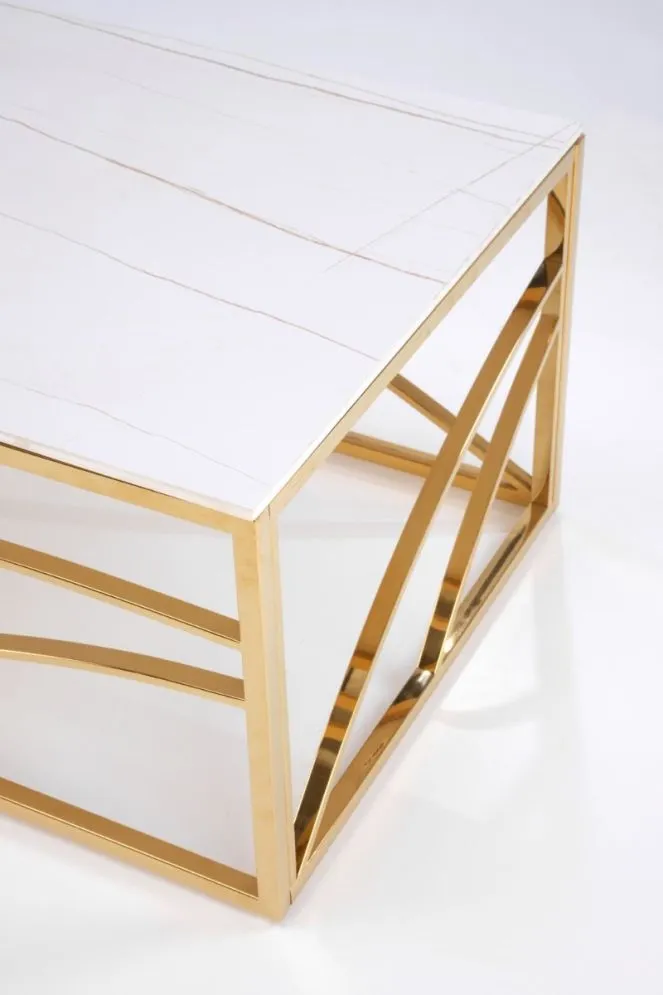 Ława UNIVERSE 3 120x60 biały marmur/złota w stylu glamour I sklep meblowy MIRAT. styl GLAMOUR