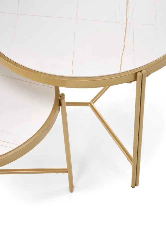 Zestaw 2 stolików FATIMA biały marmur/złoty w stylu glamour I sklep meblowy MIRAT. styl GLAMOUR