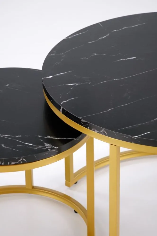 Zestaw 2 stolików PAOLA czarny marmur/złoty glamour I sklep meblowy MIRAT.