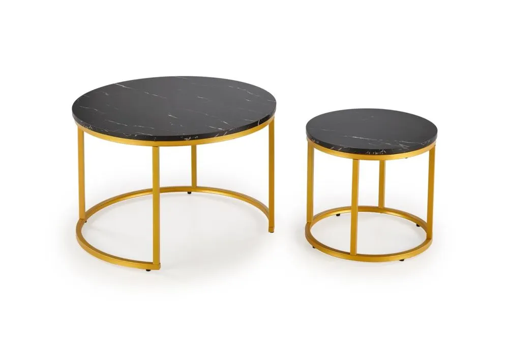 Zestaw 2 stolików PAOLA czarny marmur/złoty glamour I sklep meblowy MIRAT.