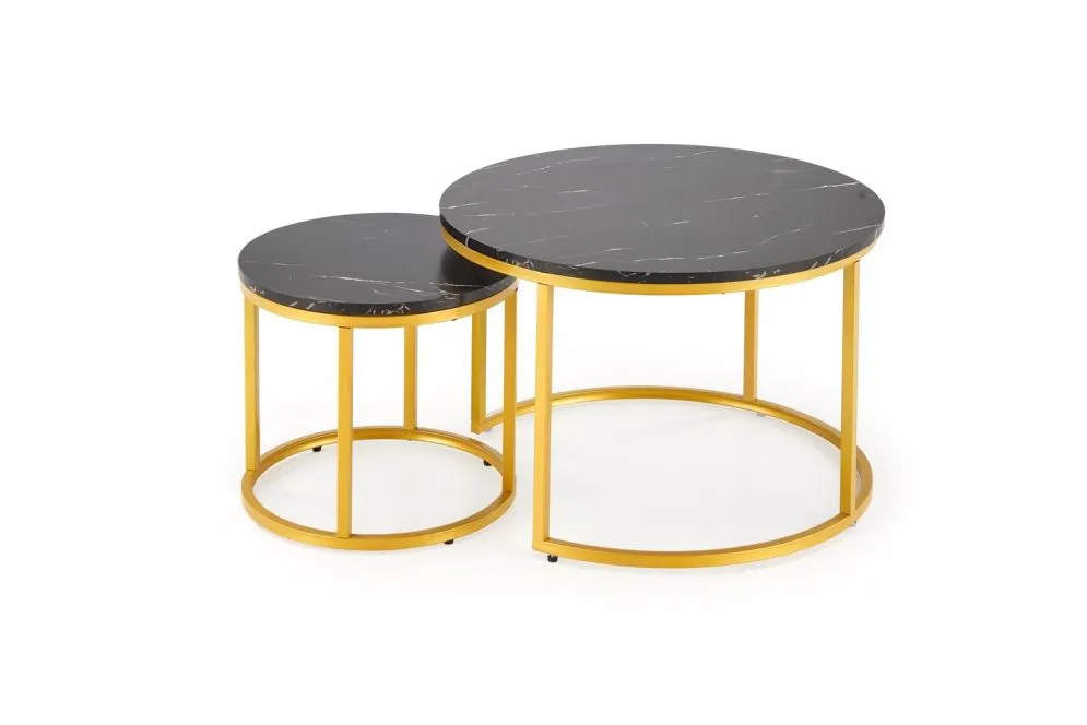 Zestaw 2 stolików PAOLA czarny marmur/złoty glamour I sklep meblowy MIRAT.