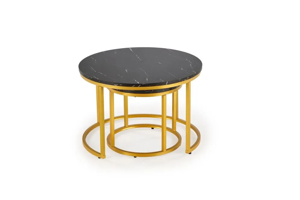 Zestaw 2 stolików PAOLA czarny marmur/złoty glamour I sklep meblowy MIRAT.
