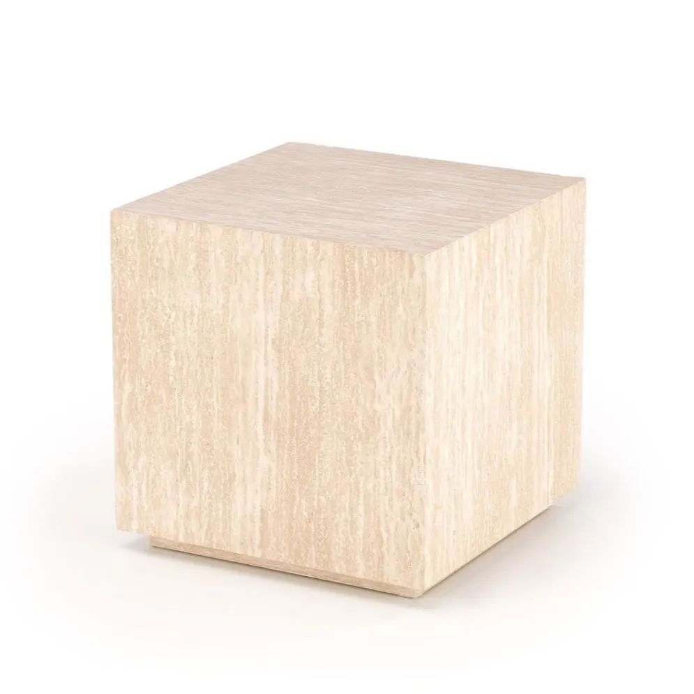 Stolik kawowy TRAVERTINO_S kwadratowy 45x45 trawertyn kostka I sklep meblowy MIRAT.