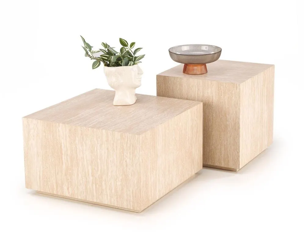 Stolik kawowy TRAVERTINO kwadratowy 60x60 trawertyn minimalistyczny I sklep meblowy MIRAT.