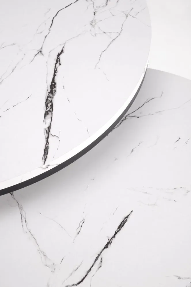 Zestaw 2 stolików JAVA biały marmur/czarny na metalowej podstawie I sklep meblowy MIRAT. styl GLAMOUR, LOFT