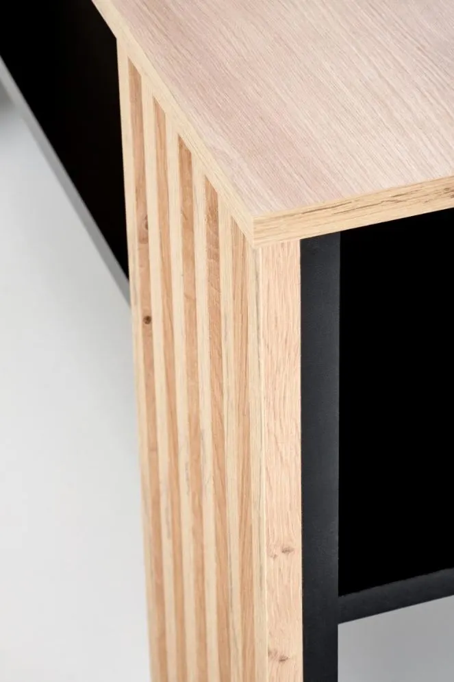 Ława FEMINA 110x65 dąb artisan/czarna z lamelami I sklep meblowy MIRAT. styl LOFT, SKANDYNAWSKI