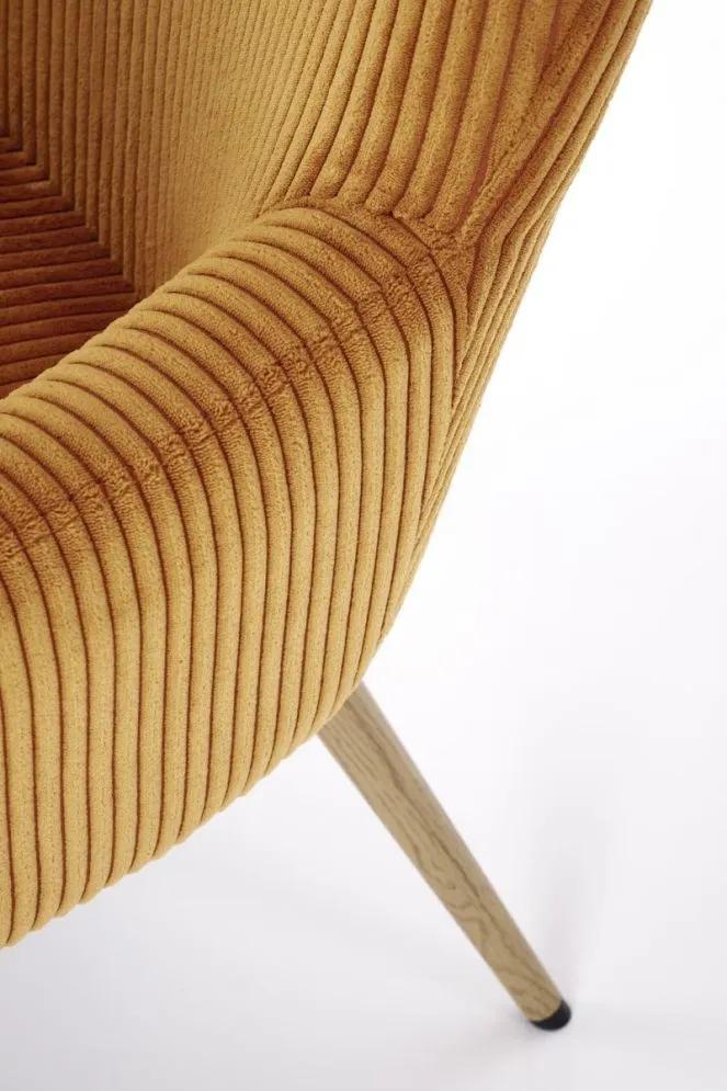 Fotel tapicerowany AMARO musztardowy na metalowych nogach I sklep meblowy MIRAT.