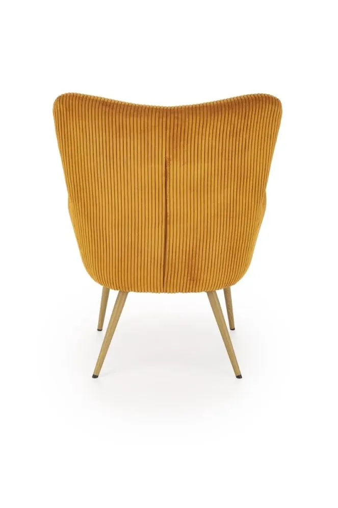 Fotel tapicerowany AMARO musztardowy na metalowych nogach I sklep meblowy MIRAT.