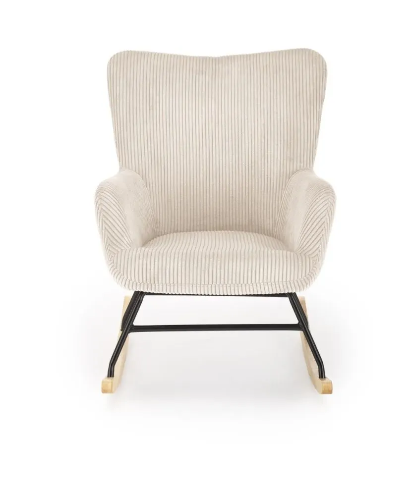 Fotel bujany BELMIRO kremowy sztruksowa tapicerka I sklep meblowy MIRAT.
