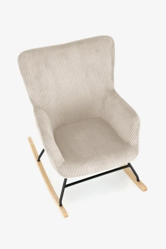 Fotel bujany BELMIRO kremowy sztruksowa tapicerka I sklep meblowy MIRAT.