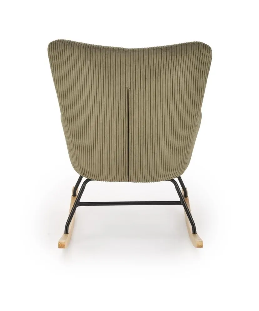 Fotel bujany BELMIRO oliwkowy na drewnianych płozach I sklep meblowy MIRAT.