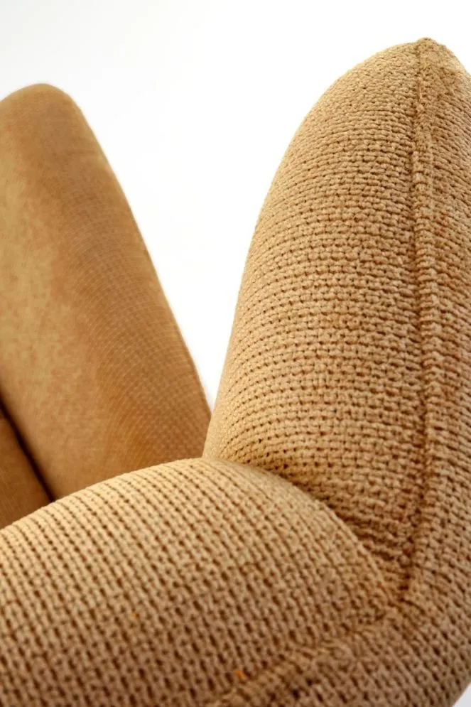 Fotel tapicerowany BYRON musztardowy na metalowych nogach I sklep meblowy MIRAT.