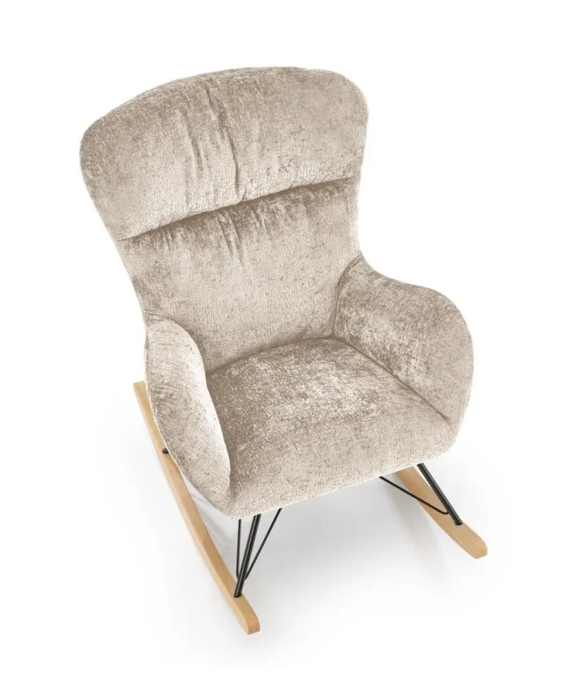 Fotel bujany CASTRO beżowy na drewnianych płozach I sklep meblowy MIRAT.