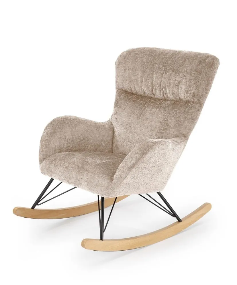 Fotel bujany CASTRO beżowy na drewnianych płozach I sklep meblowy MIRAT.