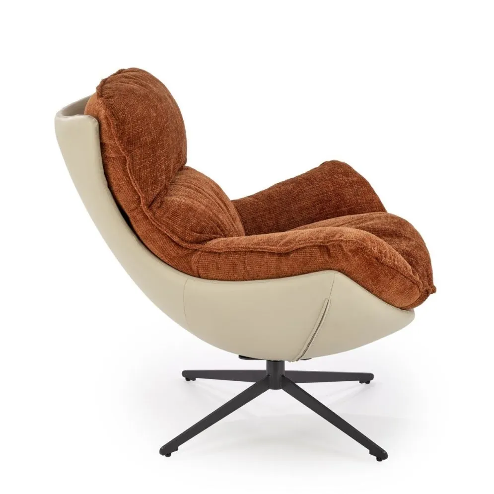 Fotel obrotowy LOBSTER cynamonowy/beżowy z ekoskóry I sklep meblowy MIRAT.