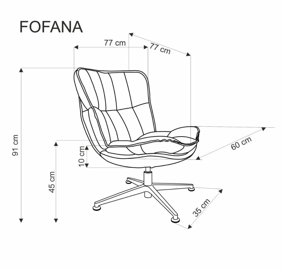 Fotel tapicerowany FOFANA kremowy obracany 360° I sklep meblowy MIRAT.