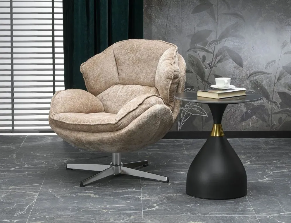 Fotel tapicerowany GUIDO beżowy obrotowy I sklep meblowy MIRAT.