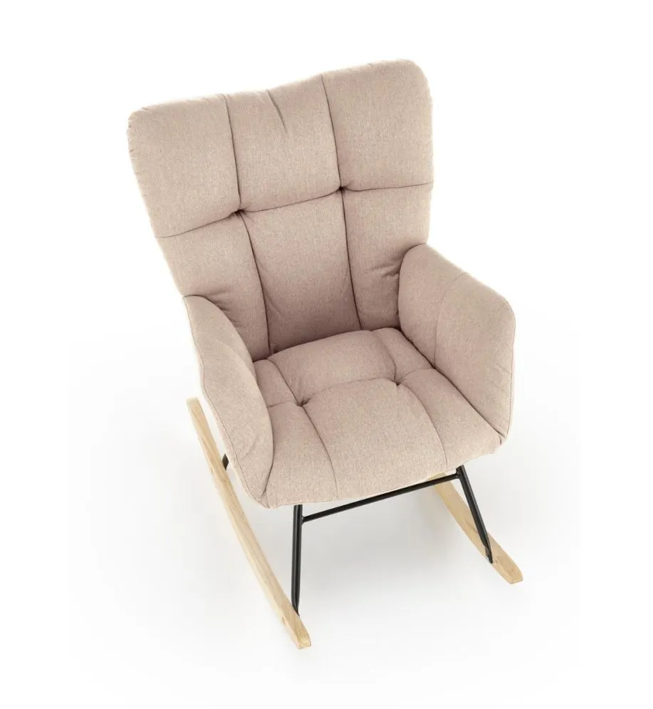 Fotel bujany VASCO beżowy na drewnianych płozach I sklep meblowy MIRAT.