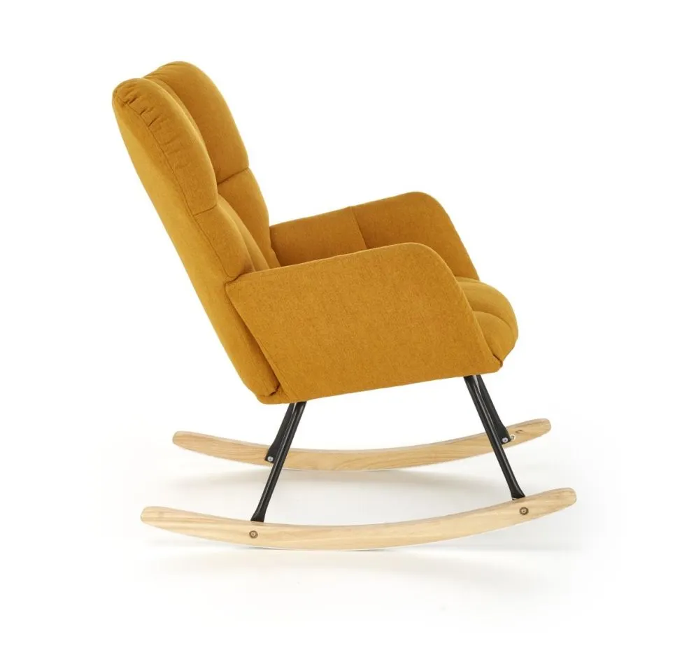 Fotel bujany VASCO musztardowy tapicerowany I sklep meblowy MIRAT.
