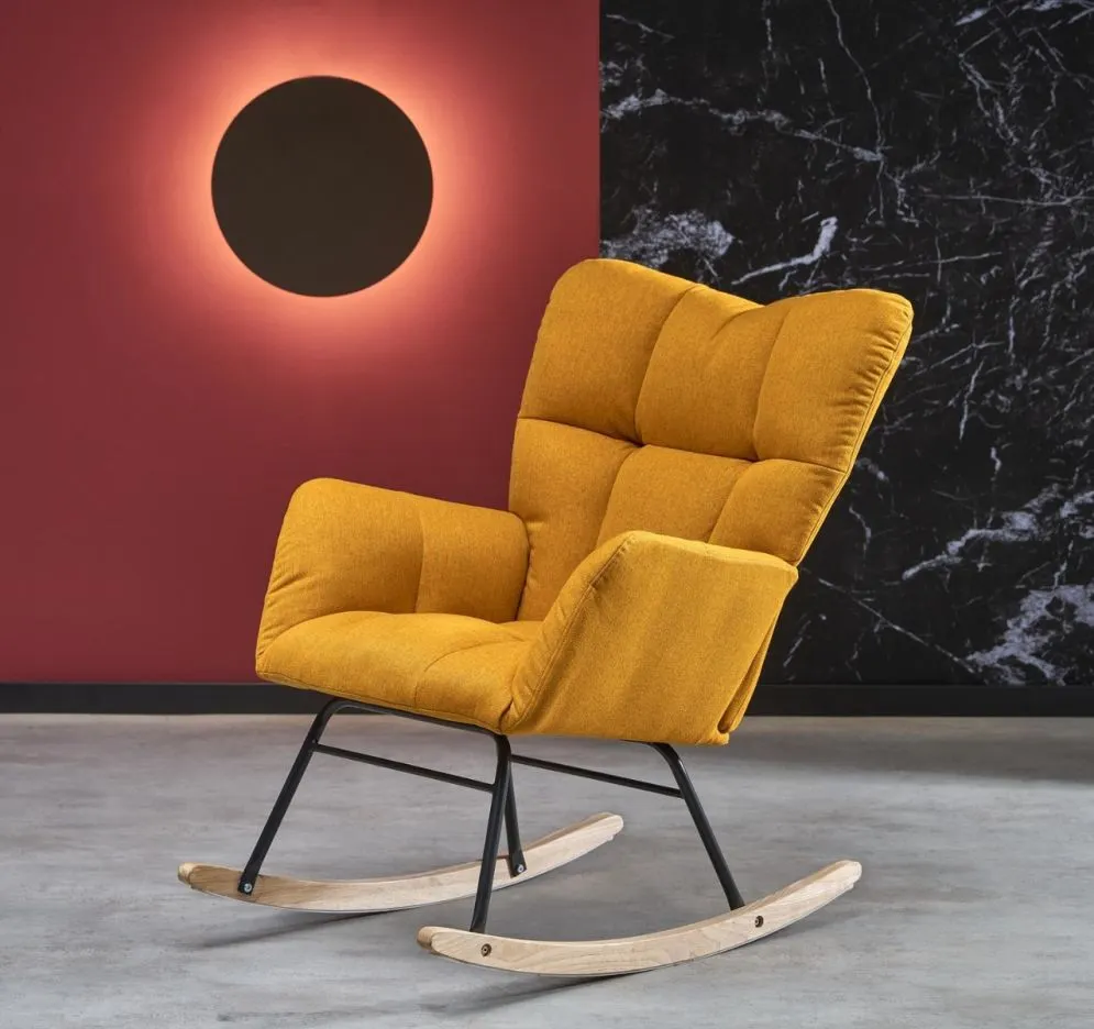 Fotel bujany VASCO musztardowy tapicerowany I sklep meblowy MIRAT.