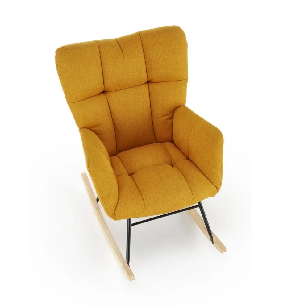 Fotel bujany VASCO musztardowy tapicerowany I sklep meblowy MIRAT.