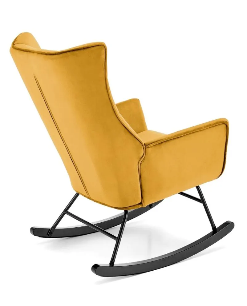Fotel bujany BAZALTO VELVET musztardowy na drewnianych płozach I sklep meblowy MIRAT.
