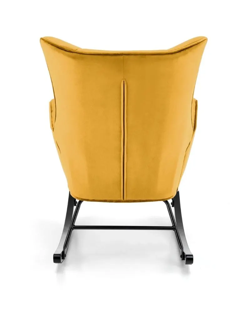 Fotel bujany BAZALTO VELVET musztardowy na drewnianych płozach I sklep meblowy MIRAT.
