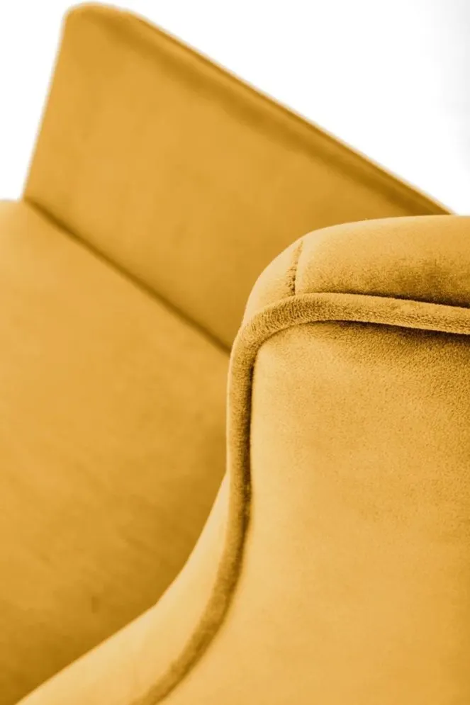 Fotel bujany BAZALTO VELVET musztardowy na drewnianych płozach I sklep meblowy MIRAT.