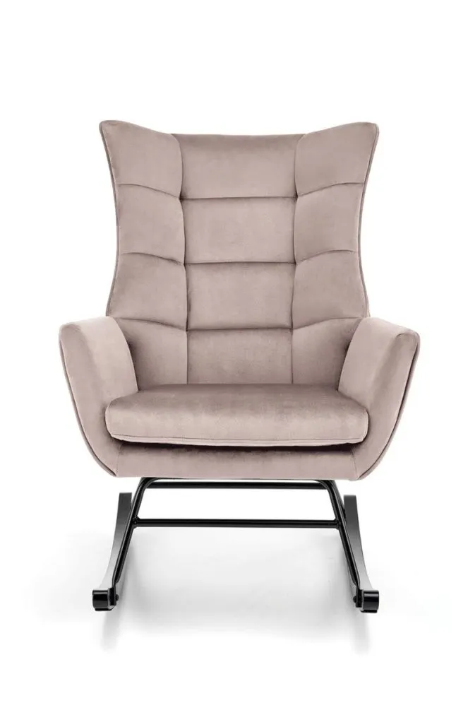 Fotel bujany BAZALTO VELVET beżowy welurowy I sklep meblowy MIRAT.