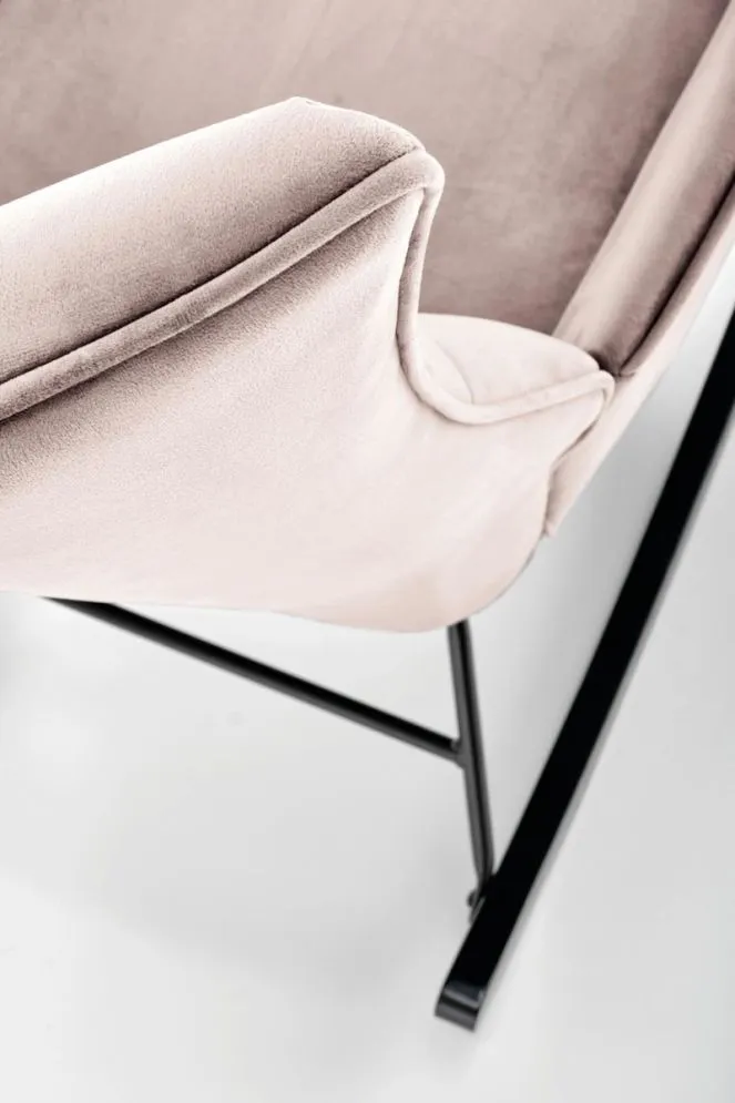 Fotel bujany BAZALTO VELVET beżowy welurowy I sklep meblowy MIRAT.