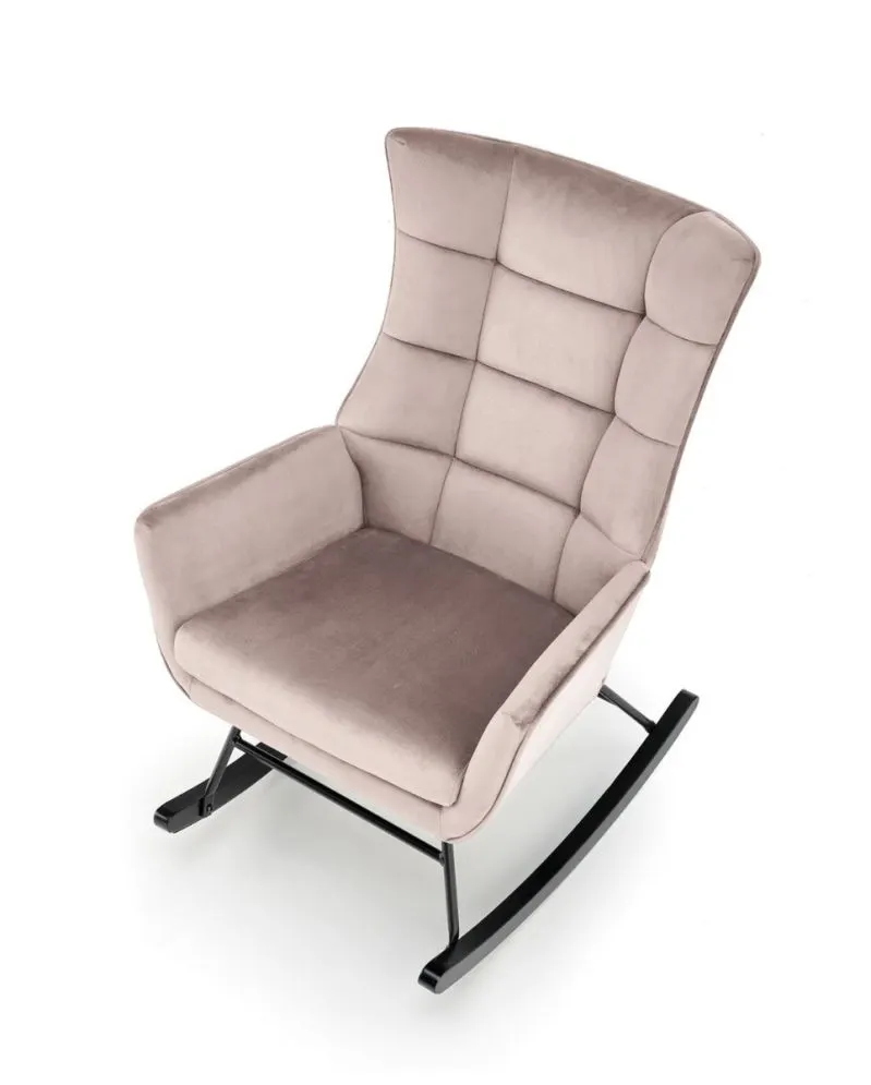 Fotel bujany BAZALTO VELVET beżowy welurowy I sklep meblowy MIRAT.