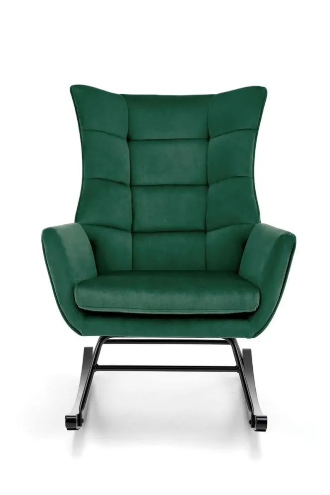 Fotel bujany BAZALTO VELVET zielony z podłokietnikami I sklep meblowy MIRAT.