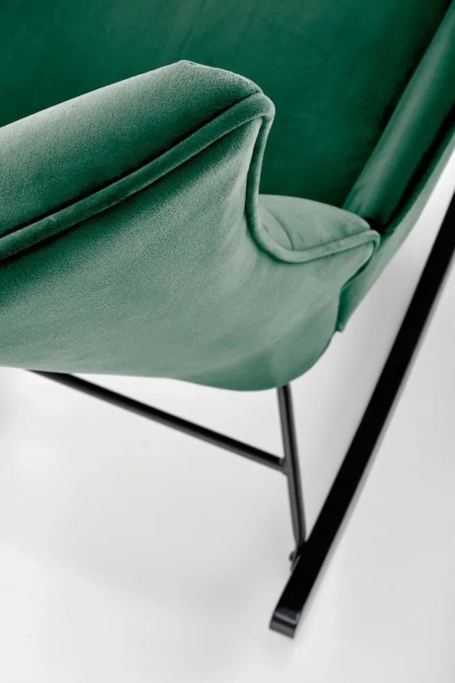 Fotel bujany BAZALTO VELVET zielony z podłokietnikami I sklep meblowy MIRAT.