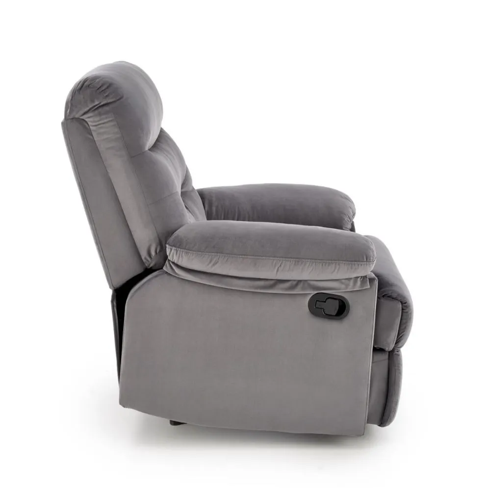 Fotel rozkładany DRAGER VELVET szary z wysuwanym podnóżkiem I sklep meblowy MIRAT.