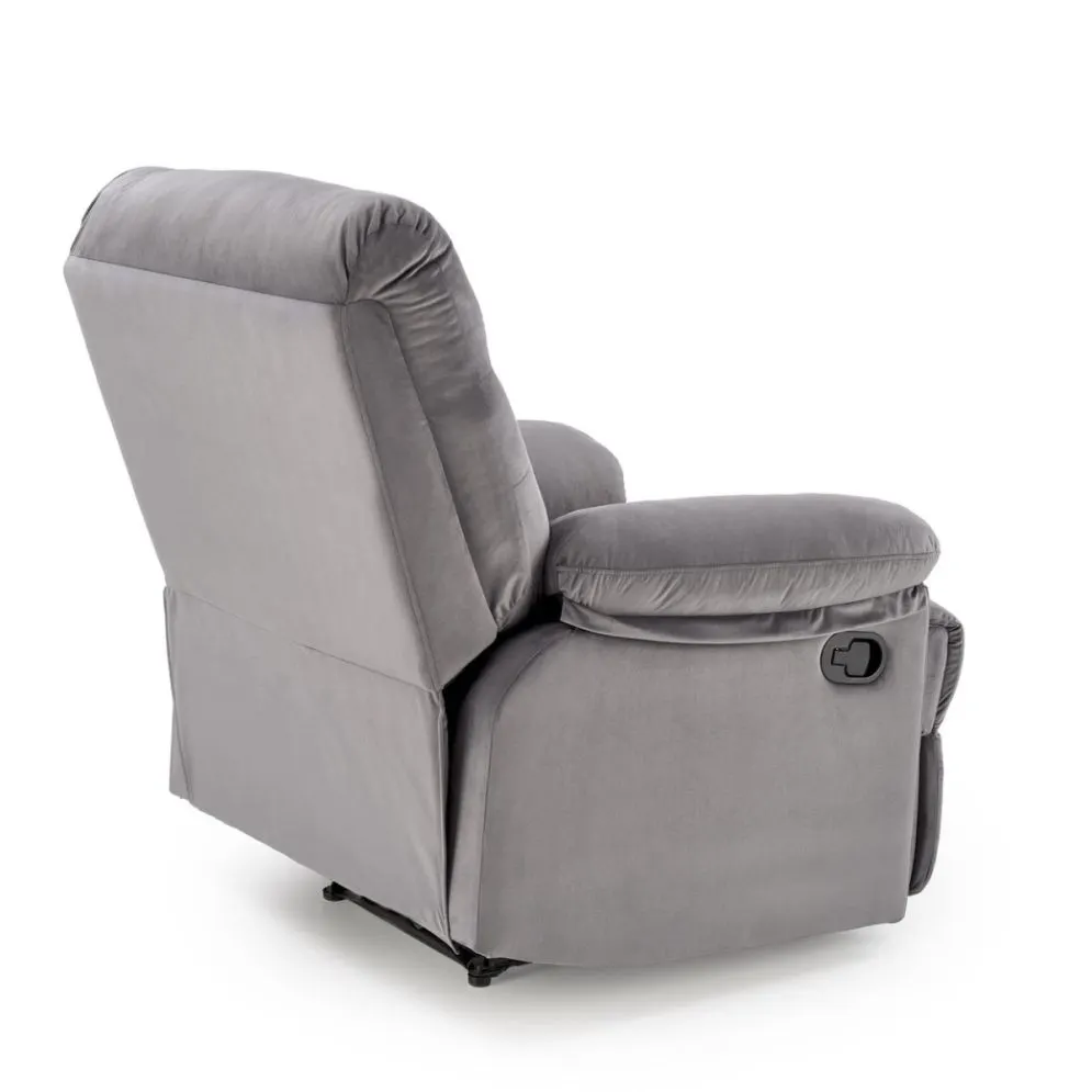 Fotel rozkładany DRAGER VELVET szary z wysuwanym podnóżkiem I sklep meblowy MIRAT.