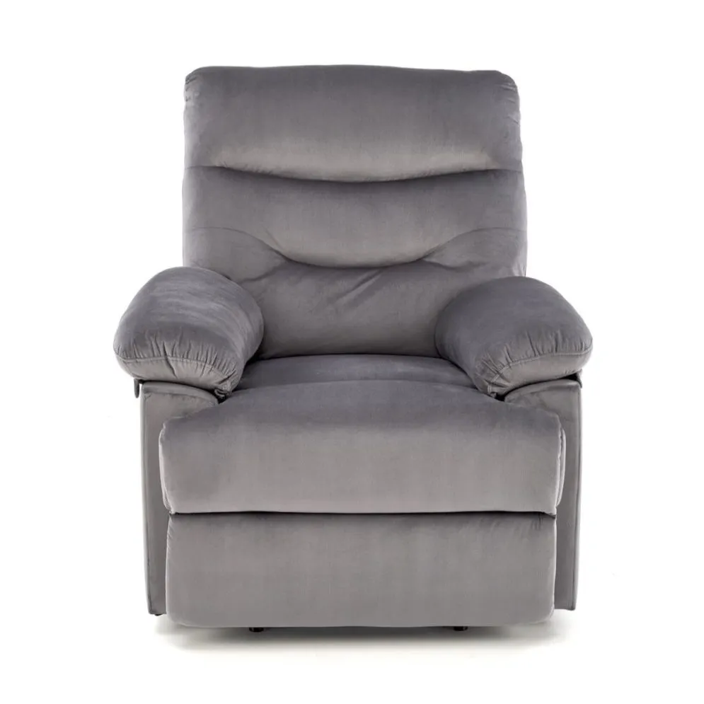 Fotel rozkładany DRAGER VELVET szary z wysuwanym podnóżkiem I sklep meblowy MIRAT.