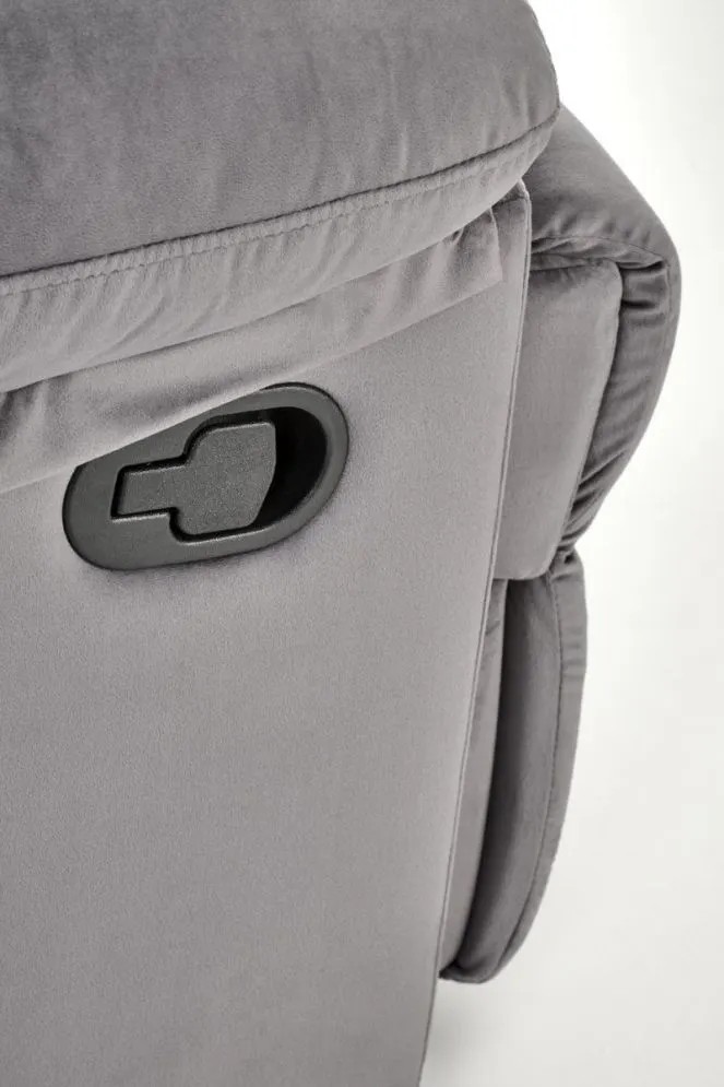 Fotel rozkładany DRAGER VELVET szary z wysuwanym podnóżkiem I sklep meblowy MIRAT.