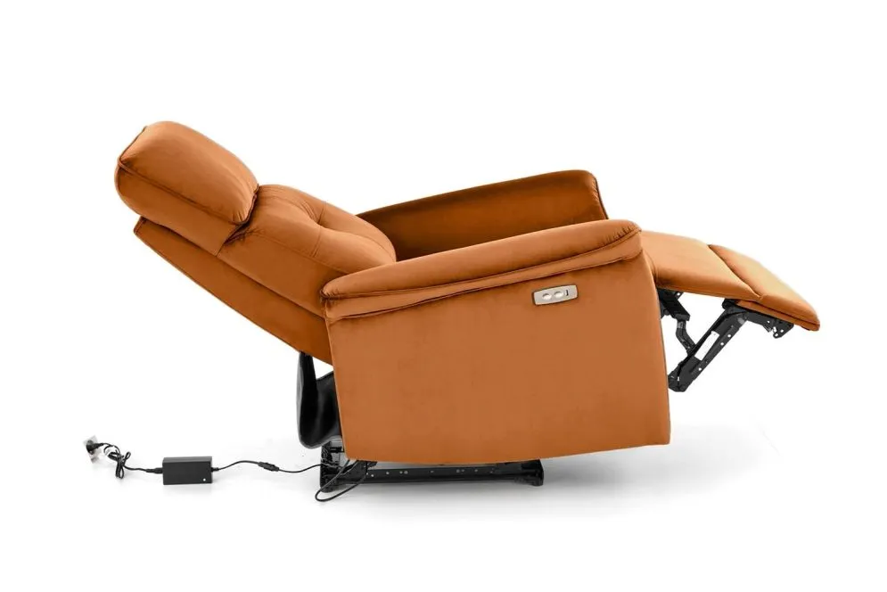 Fotel rozkładany SEMIR VELVET cynamonowy elektrycznie rozkładany I sklep meblowy MIRAT.