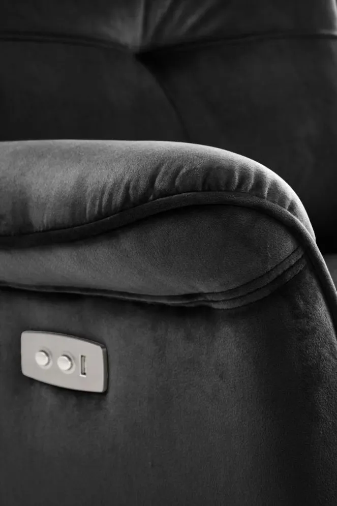 Fotel rozkładany SEMIR VELVET czarny z gniazdem USB I sklep meblowy MIRAT.