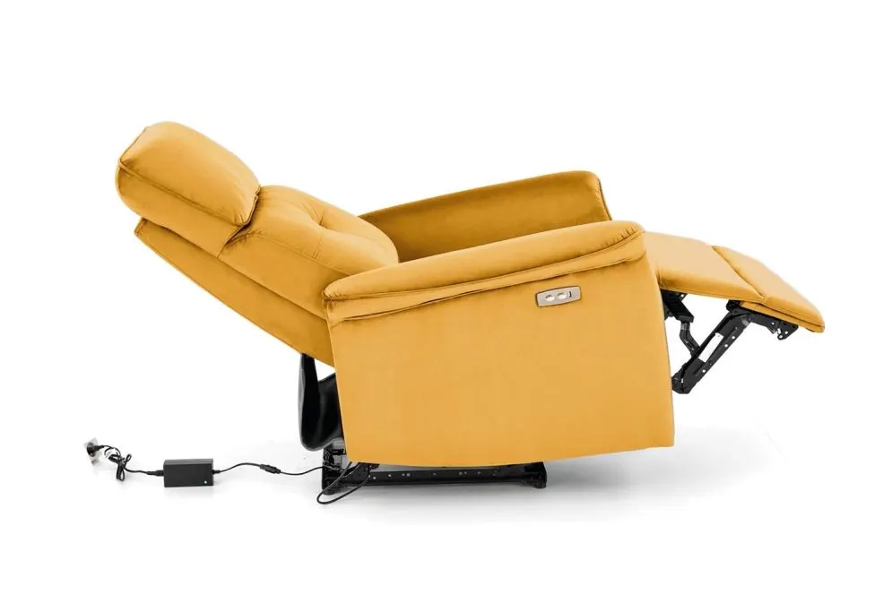 Fotel rozkładany SEMIR VELVET musztardowy z podnóżkiem I sklep meblowy MIRAT.
