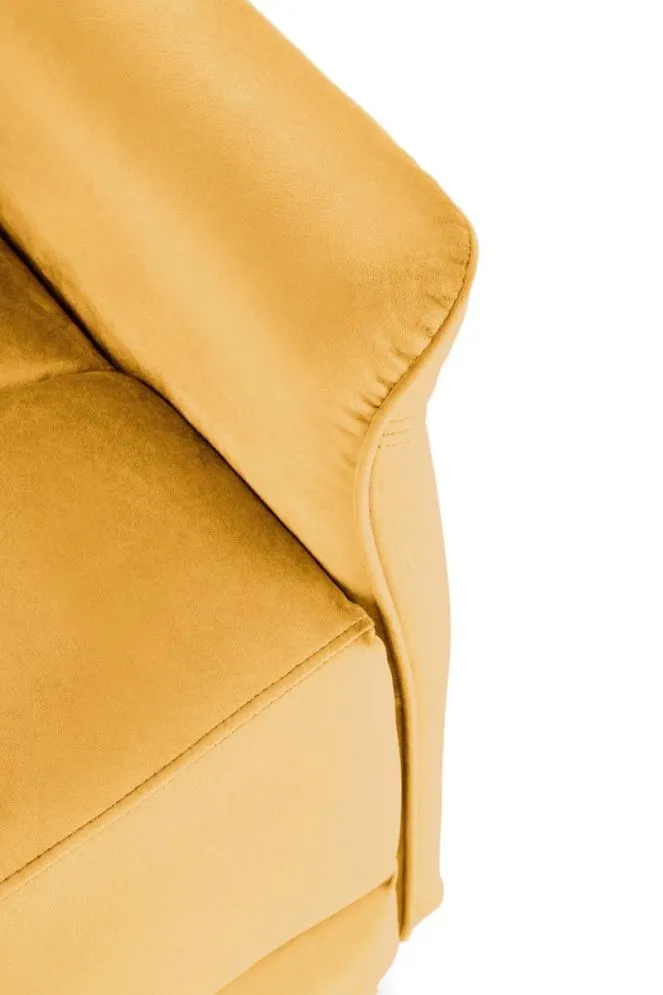 Fotel rozkładany SEMIR VELVET musztardowy z podnóżkiem I sklep meblowy MIRAT.