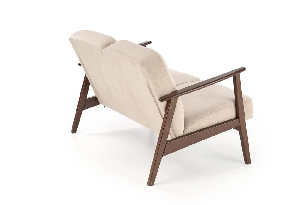 Sofa MILANO 2S beżowa/orzech na drewnianych nogach I sklep meblowy MIRAT. styl SKANDYNAWSKI