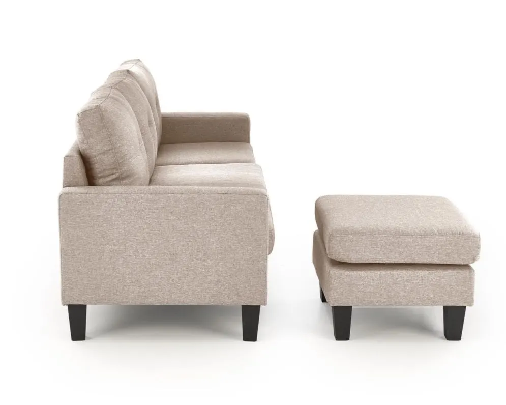Sofa GERSON beżowa z podnóżkiem na nóżkach I sklep meblowy MIRAT.