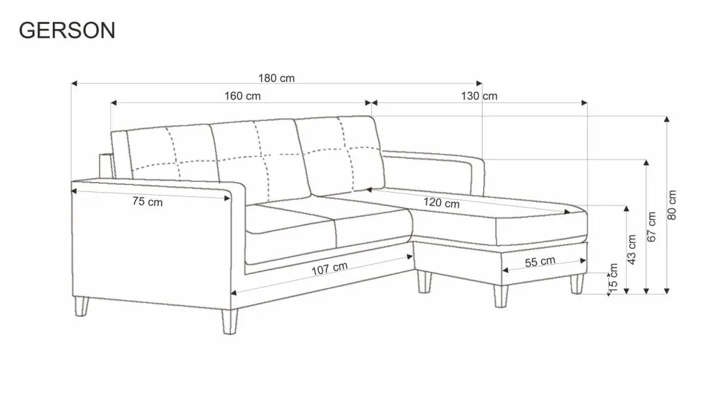 Sofa GERSON szara z podnóżkiem 3-osobowa I sklep meblowy MIRAT.