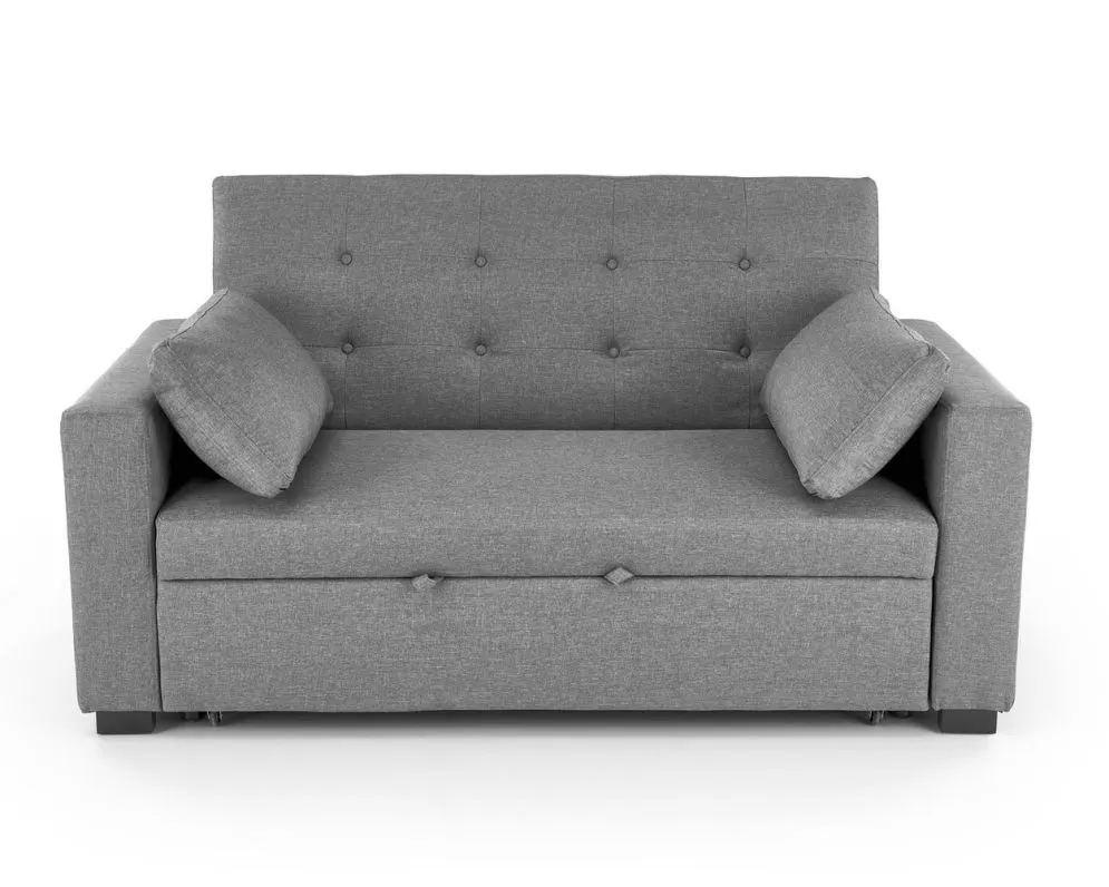 Sofa rozkładana z funkcją spania PAULINIO szara pikowana I sklep meblowy MIRAT.