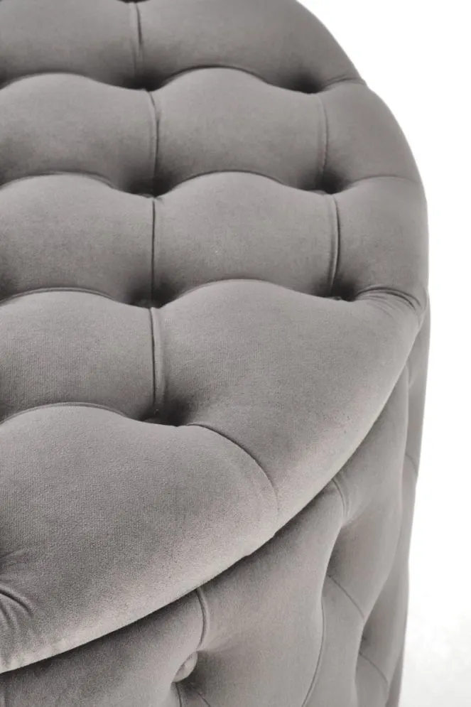 Pufa NUNEZ VELVET szara ze schowkiem okrągła I sklep meblowy MIRAT. styl GLAMOUR