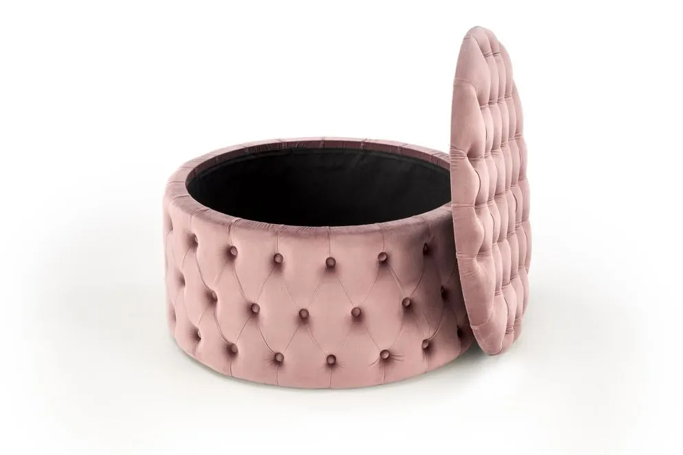 Pufa NUNEZ VELVET różowa ze schowkiem pikowana I sklep meblowy MIRAT. styl GLAMOUR