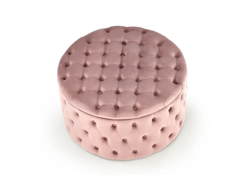 Pufa NUNEZ VELVET różowa ze schowkiem pikowana I sklep meblowy MIRAT. styl GLAMOUR