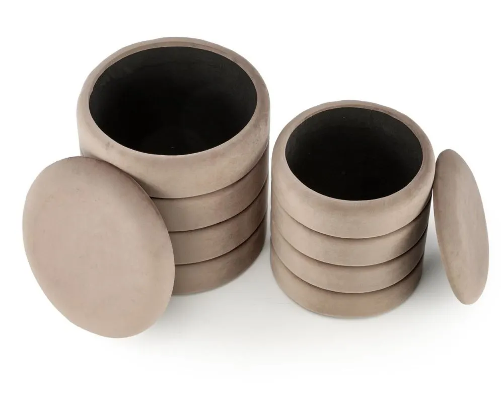 Zestaw puf PACHO VELVET beżowe ze schowkiem okrągłe I sklep meblowy MIRAT.